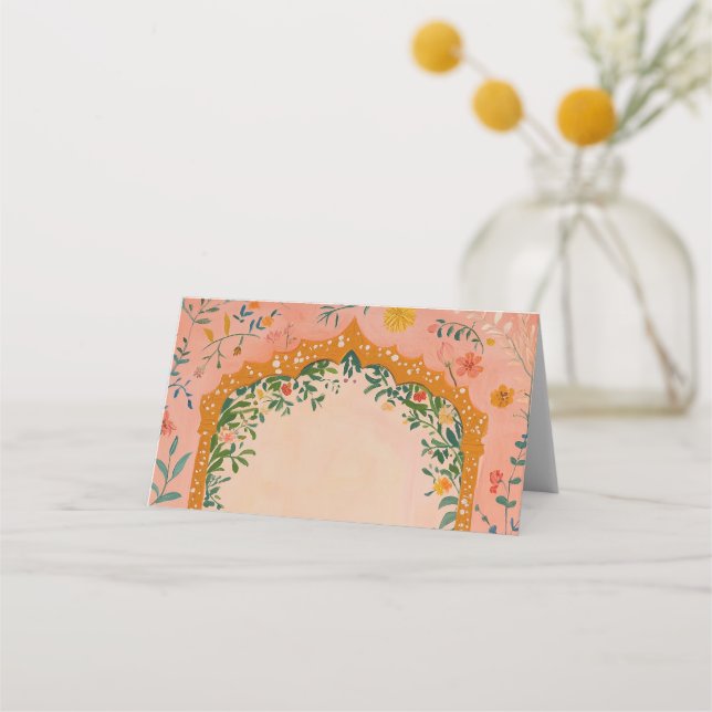 Carte De Placement Boho Été Floral Rose (Devant)