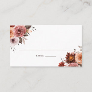 Carte De Placement Boho Fall Aquarelle Florale Bouquet Mariage Place