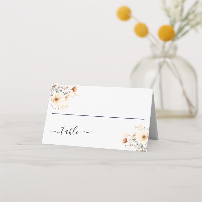 Carte De Placement Boho Fleur sauvage Beige Terracotta Mariage (Devant)