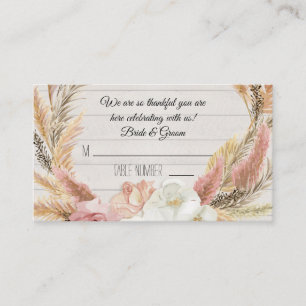 Carte De Placement Boho Floral Rustique Bois Pampas Grass Plaques