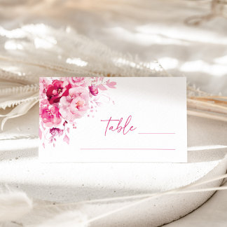 Carte De Placement Boho Magenta Hot rose Floral Mariage Carte Place