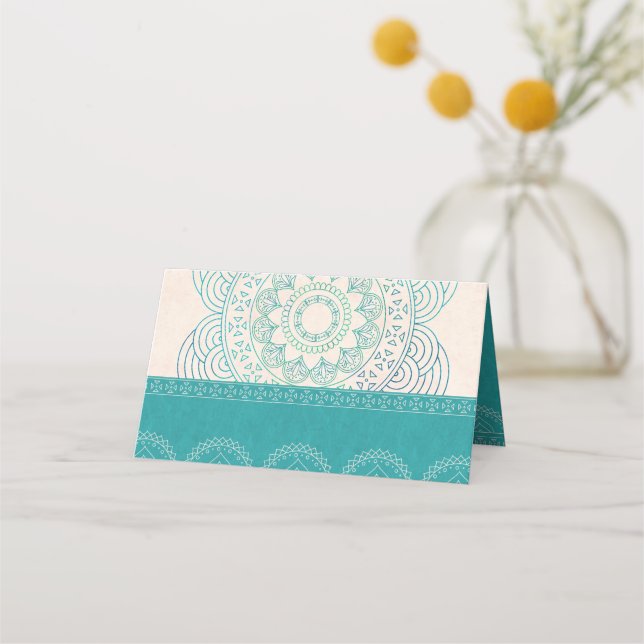 Carte De Placement Boho Mandala Elegant Mariage Turquoise Table (Devant)