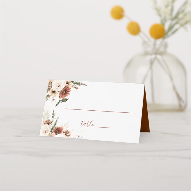 Carte De Placement Boho Pampas Grass Floral Terracotta Mariage (Devant)