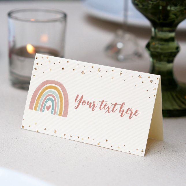 Carte De Placement Boho Rainbow Pink Place Card Anniversaire (Créateur téléchargé)