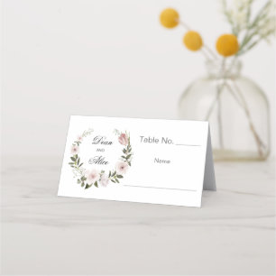 Carte De Placement Boho rose Dusty Floral Water Color Pastel Mariage