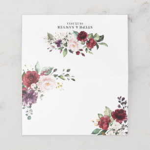Carte De Placement Boho rouge et violet Mariage d'aquarelle