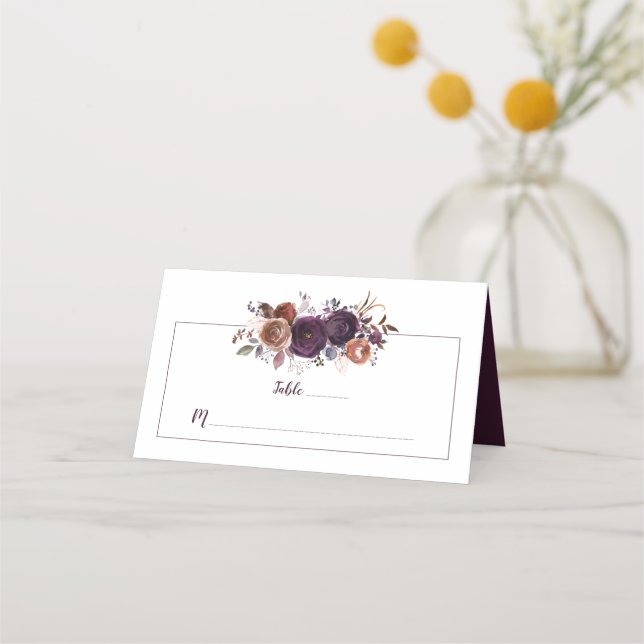 Carte De Placement Boho Rustique Boho Eggplant Purple Beurre Rhum Pla (Devant)