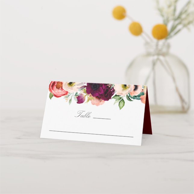 Carte De Placement Boho rustique Mariage floral (Devant)