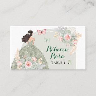 Carte De Placement Boho Sage Green Blush Pink Quinceañera