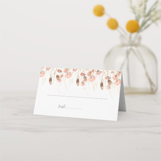 Carte De Placement Boho séché aquarelle Mariage floral (Devant)