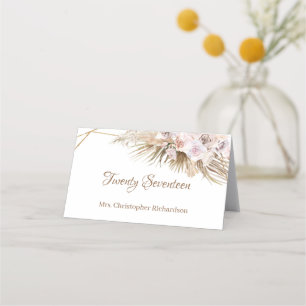 Carte De Placement Boho séché Palm Pampas Grass Arc Or Dusty Rose