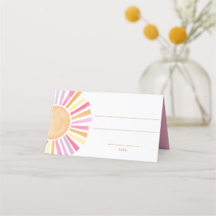 Carte De Placement Boho soleil rose jaune orange