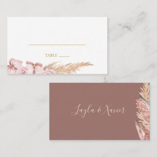 Carte De Placement Boho Tropical Botanical Dust Rose plat Mariage