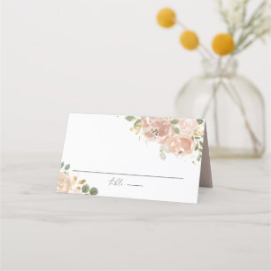 Carte De Placement Boho Watercolor Mauve Peach Flowers Mariage