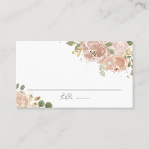 Carte De Placement Boho Watercolor Mauve Peach Flowers Mariage