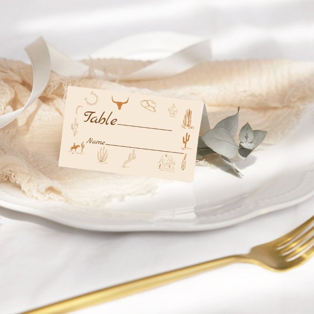 Carte De Placement Boho Western Cowboy Illustration Wedding (Créateur téléchargé)