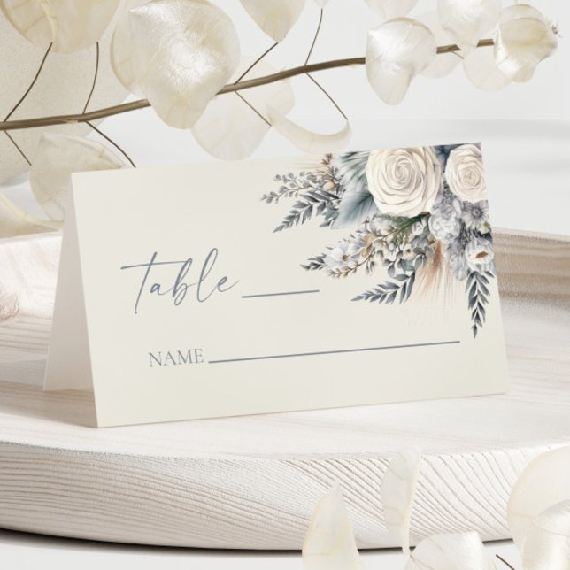 Carte De Placement Boho White Rose Floral Mariage Jardin (Créateur téléchargé)
