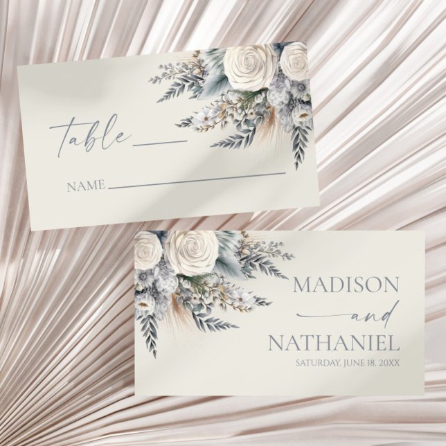 Carte De Placement Boho White Rose Floral Mariage Jardin (Créateur téléchargé)