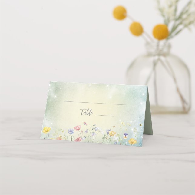 Carte De Placement Boho Wildflower Rustique mariage vert (Devant)