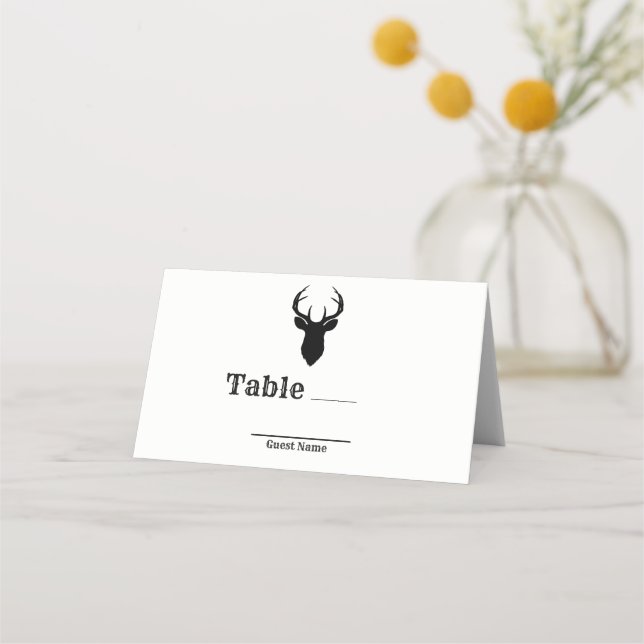 Carte De Placement Bois de Cerf Rustique Mariage Table Place Siège (Dos)