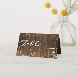 Carte De Placement Bois Éclairage à cordes rustiques Tableau floral b