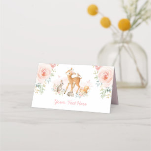 Carte De Placement Bois rose pâle Forêt Animaux Douche