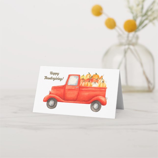 Carte De Placement Bon thanksgiving Rustic Truck Automne Harvest (Devant)