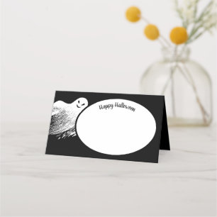 Carte De Placement Bonne Halloween blanc Whispy Ghost Carte Place