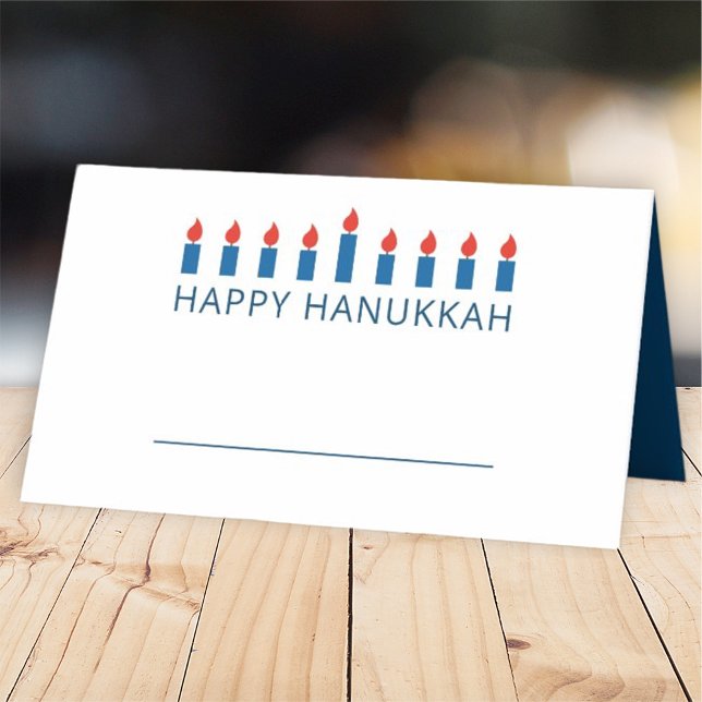 Carte De Placement Bonne Hanoukka | Salutation aux chandelles simple  (Créateur téléchargé)