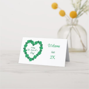 Carte De Placement Bonne St Patrick's Day Shamrock Heart Place Card