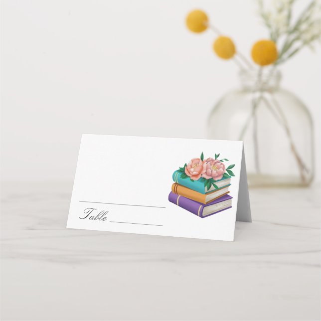 Carte De Placement Books Floral Bridal shower - wedding place cards (Devant)