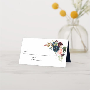 Carte De Placement bordeaux, bleu marine et rose pâle mariage