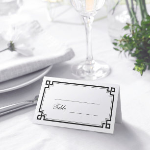 Carte De Placement Bordure Art déco noir personnalisé Noms de Mariage