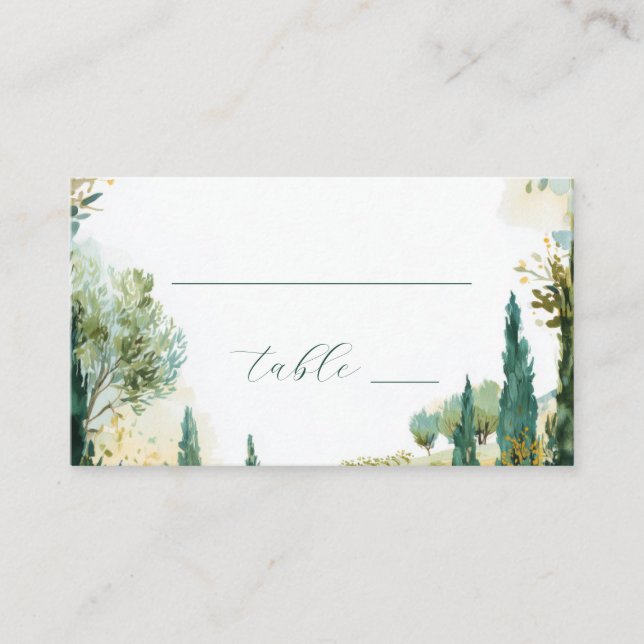 Carte De Placement Bordure de jardin à l'aquarelle verte paisible (Devant)