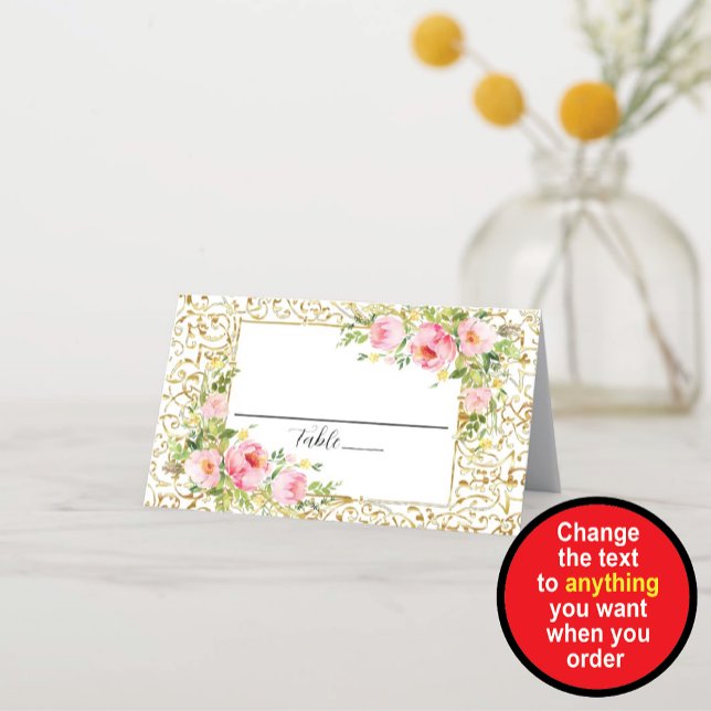 Carte De Placement Bordure dorée et florale (Créateur téléchargé)