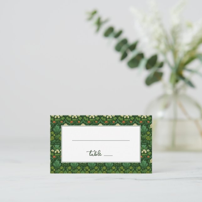 Carte De Placement Bordure florale verte sophistiquée (Debout devant)
