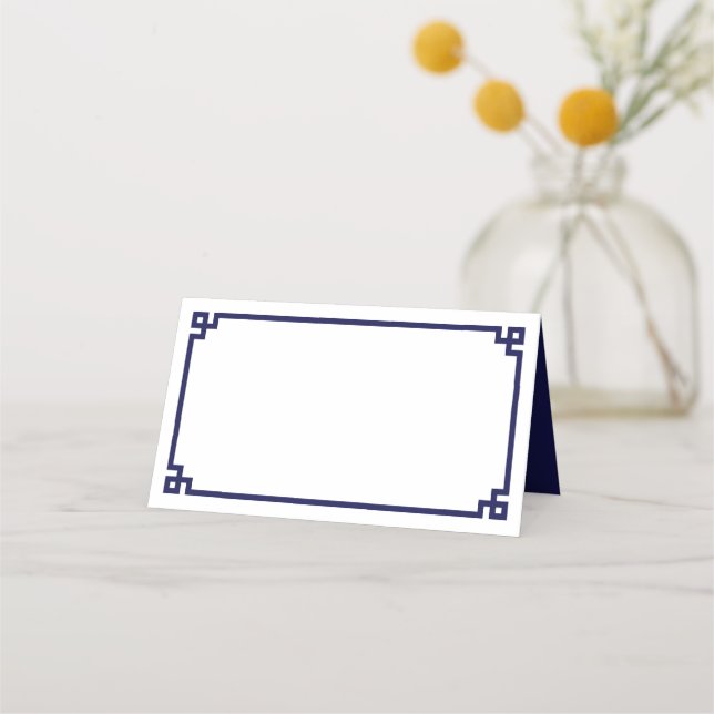 Carte De Placement Bordure grecque bleue marine pour mariage (Devant)