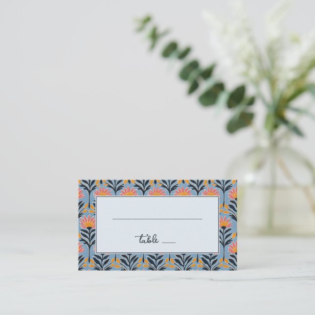 Carte De Placement Botanique Florale Bleue Joyeuse (Debout devant)