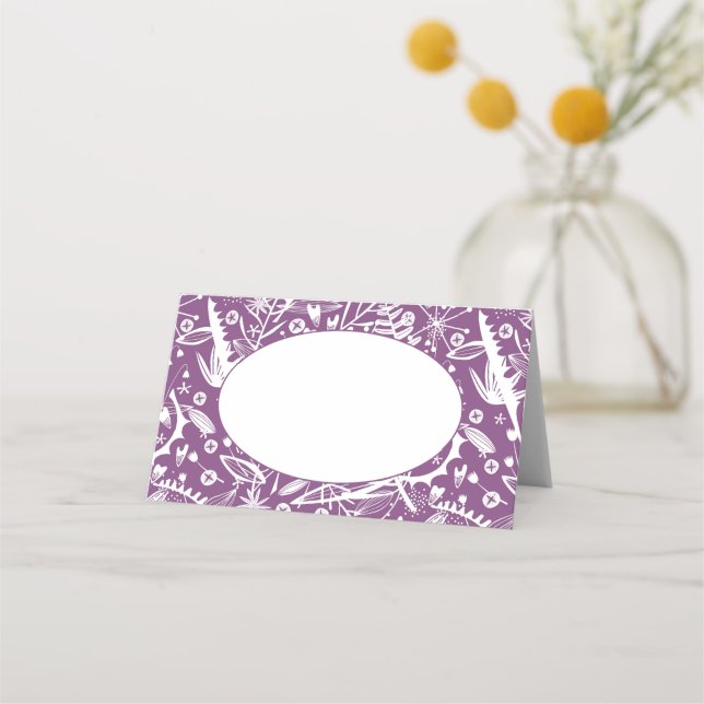 Carte De Placement Botanique florale moderne violet (Devant)