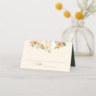 Carte De Placement Botanique Pêche Boho Vert Mariage Floral