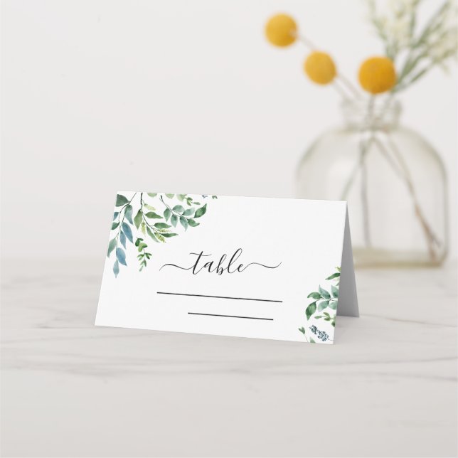 Carte De Placement Botanique Verdure Foliage Mariage d'aquarelle (Devant)