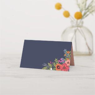 Carte De Placement Bouquet bohème - bleu marine
