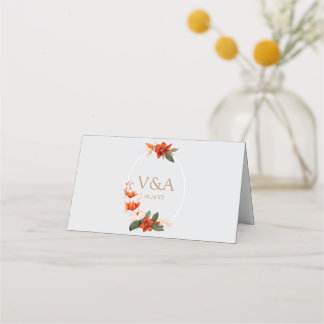 Carte De Placement Bouquet de Boho avec fleurs de feu