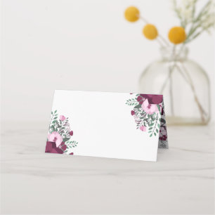 Carte De Placement Bouquet de plumes et roses pâles