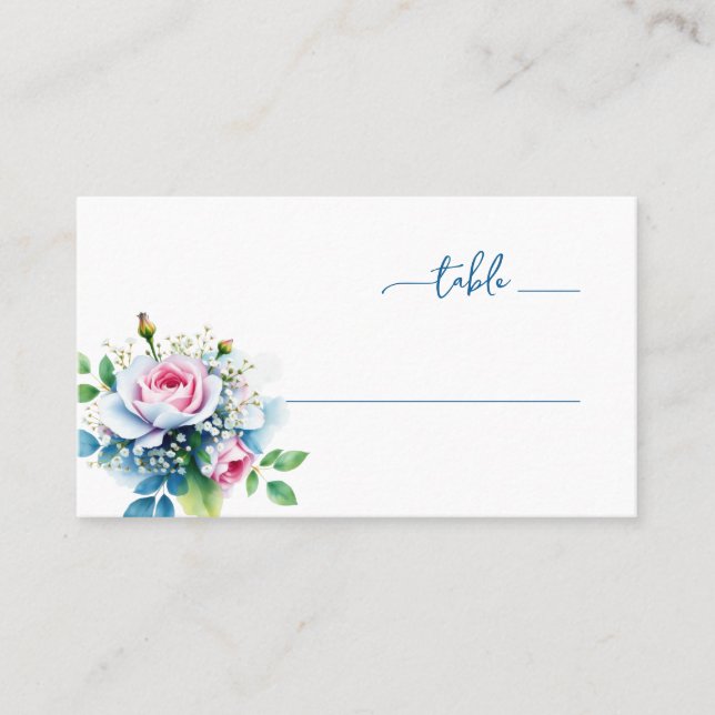 Carte De Placement Bouquet Floral Pastel Romantique (Devant)