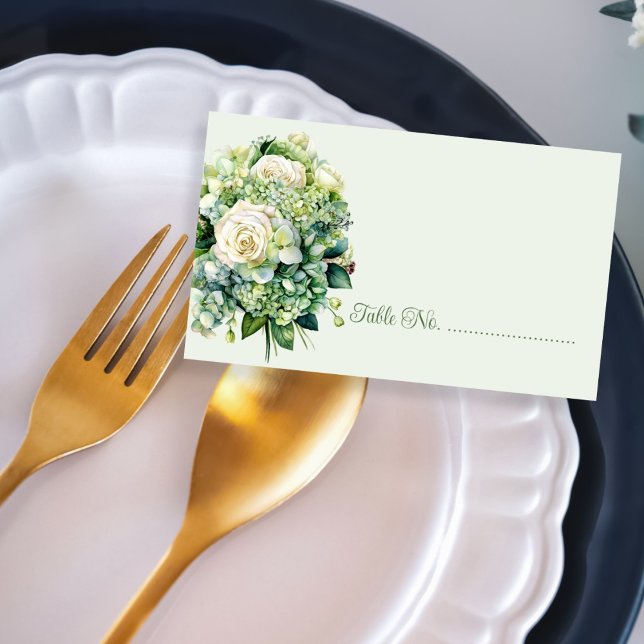 Carte De Placement Bouquet Floral Vert Mariage Escort (Créateur téléchargé)