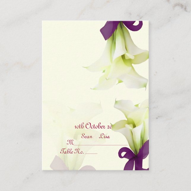 Carte De Placement Bouquet PixDezines, lys calla blancs (Devant)