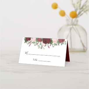 Carte De Placement Bourgogne Floral Blush Roses rose Mariage