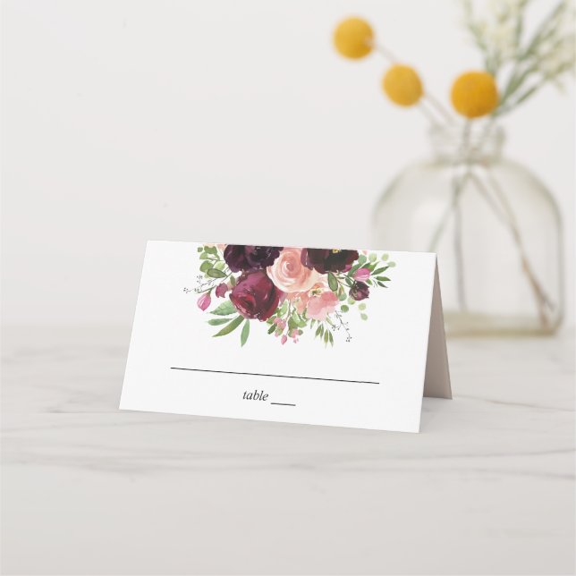 Carte De Placement Bourgogne & Flore Blush - Rose (Devant)