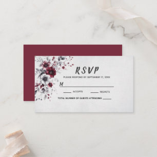 Carte De Placement Bourgogne profond gris argent aquarelle floral per
